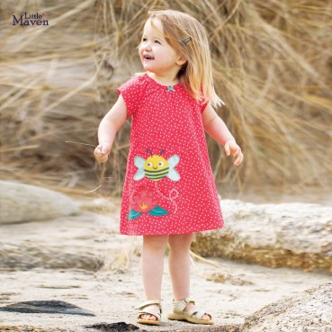 Girls dresses Europe and the United States childrens clothing summer new children skirt wave point printing