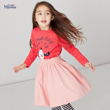 European and American childrens clothing girls suit long-sleeved autumn new childrens skirt suit cotton short skirt