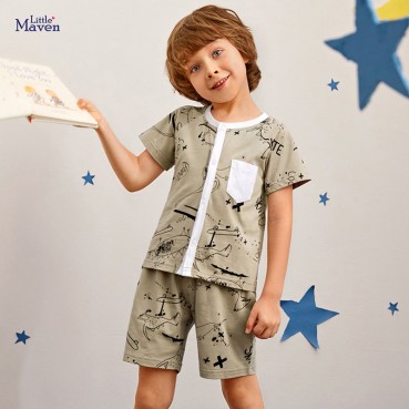 Summer new childrens suit European and American style sleeveless boys set cotton childrens suit