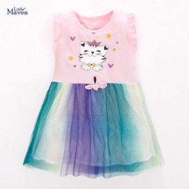 Childrens dress European and American childrens clothing summer new girl dress short sleeve childrens skirt