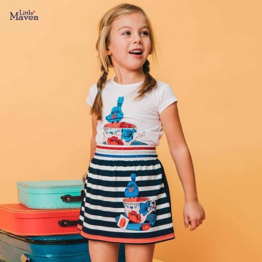 Child skirt European and American childrens wear summer new girl skirt print flower skirt cotton children skirt