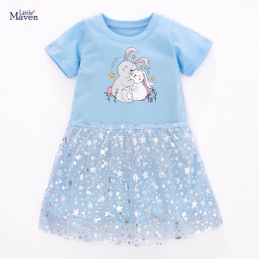 Childrens dress Europe and the United States childrens clothing summer new girl dress cotton short sleeve childrens