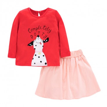 European and American childrens clothing girls suit long-sleeved autumn new childrens skirt suit cotton short skirt