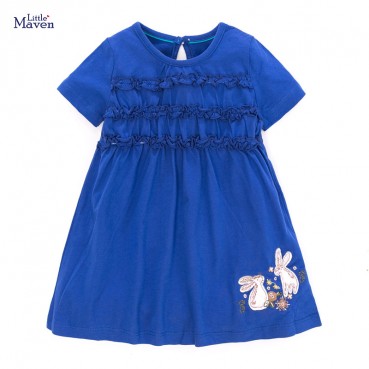 Childrens dress European and American childrens clothing summer new girl skirt cotton short-sleeved childrens dress