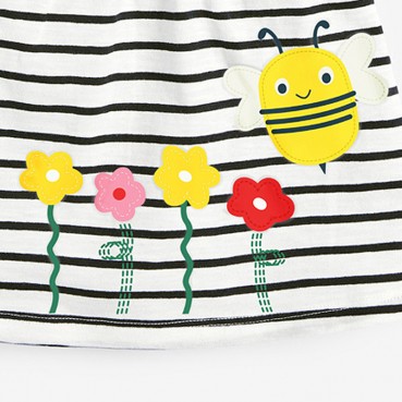 Girl T-shirt European and American childrens wear summer new short-sleeved children T-shirt cartoon striped bottoming