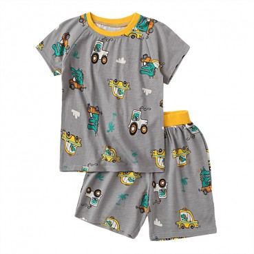 Summer new childrens clothing set Europe and the United States short-sleeved boy suit cotton suit