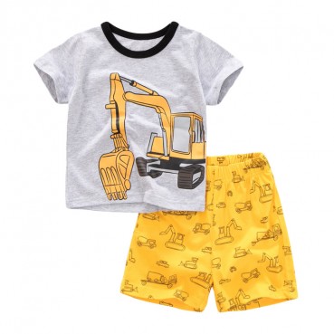 Tong suit European and American style summer new short-sleeved childrens suit cotton boys set