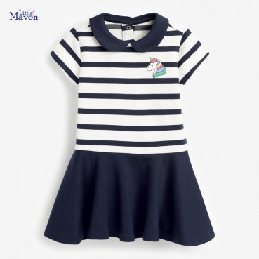 Girls dresses Europe and the United States childrens clothing summer new children skirt colored striped short sleeve