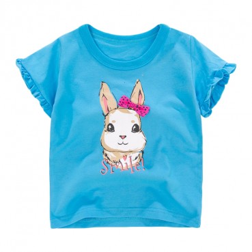 Child T-shirt summer new European and American childrens clothing girls T-shirt knit print short sleeve children