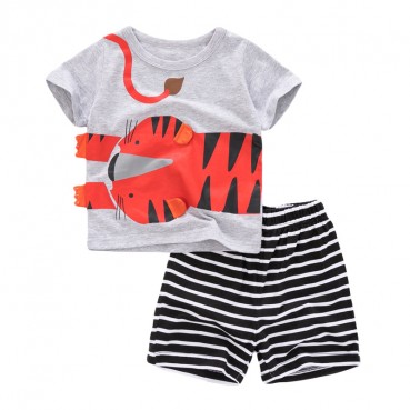 Tong suit European and American style summer new short-sleeved childrens suit cotton boys set