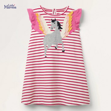 Child skirt summer new European and American childrens clothing color matching striped girl dress knit children skirt