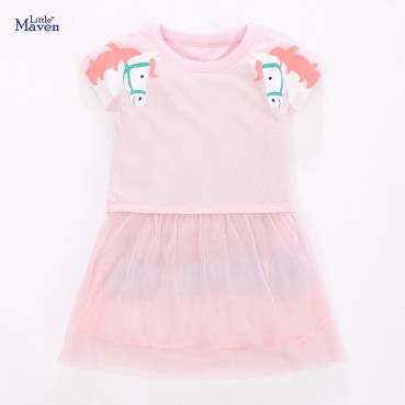 Childrens dress Europe and the United States childrens clothing summer new girl dress cotton short sleeve childrens