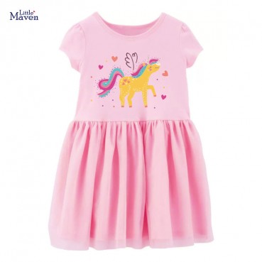 Girls dresses Europe and the United States childrens clothing summer new childrens dress cotton short-sleeved