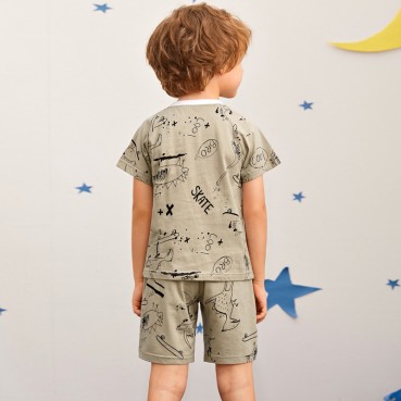 Summer new childrens suit European and American style sleeveless boys set cotton childrens suit