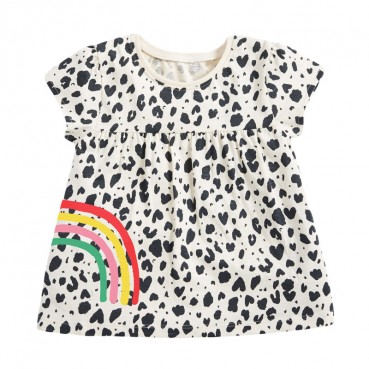 Child T-shirt European and American childrens clothing summer new short-sleeved girl T-shirt cartoon leopard children