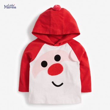 European and American childrens winter new girls sweater round neck long sleeve hooded childrens sweater fleece