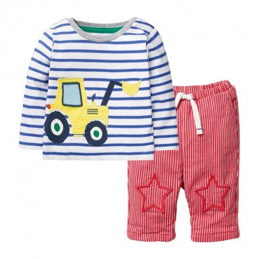 European and American childrens clothing childrens suit autumn new children set striped cotton boys set long sleeves