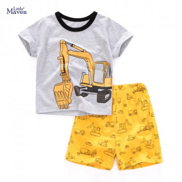 Tong suit European and American style summer new short-sleeved childrens suit cotton boys set