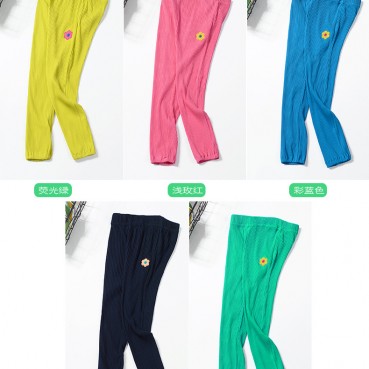 Spot summer sports children childrens trousers solid color cotton trousers in the waist leggings childrens trousers