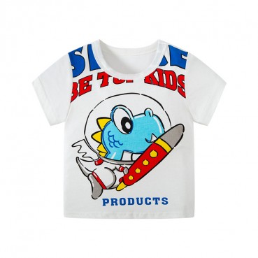 2021 new children cartoon dinosaur short-sleeved T-shirt cute baby top men and croissants factory direct sales