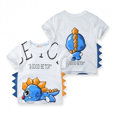 Factory direct childrens clothing 2021 new stereo dinosaur tops children short-sleeved T-shirt boys