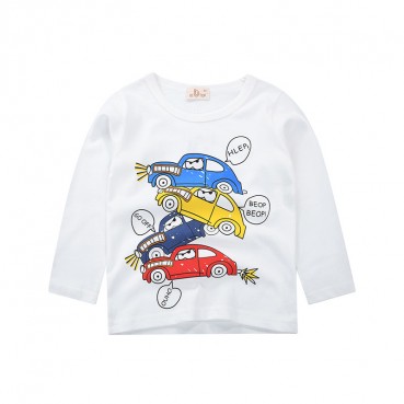 Childrens clothing factory direct 2021 new autumn children long sleeve T-shirt cotton white cartoon bottoming shirt