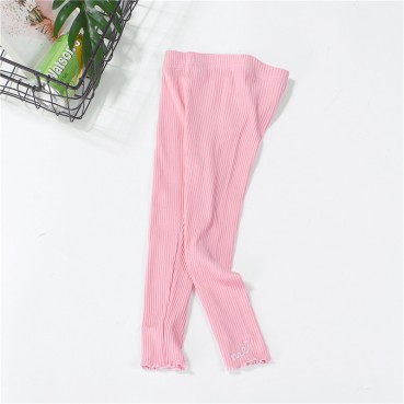 Spring childrens childrens trousers princess solid color cotton trousers medium waist casual trousers childrens