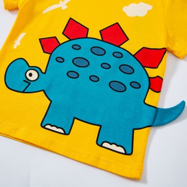 2021 new childrens clothing children T-shirt summer Korean boy short-sleeved dinosaur cartoon top