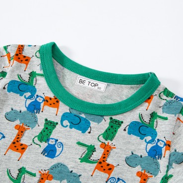 2021 new summer children short-sleeved T-shirt animal full print knit boy top manufacturers