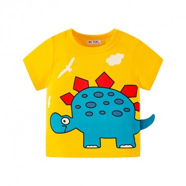 2021 new childrens clothing children T-shirt summer Korean boy short-sleeved dinosaur cartoon top