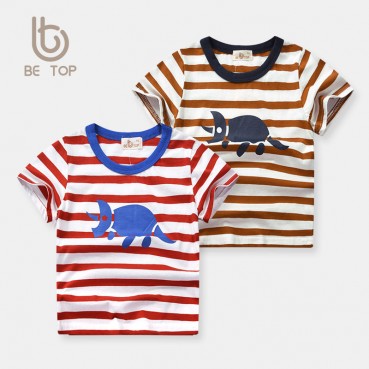 Factory direct 2021 childrens wear wholesale summer Korean version of the new cotton striped childrens short-sleeved