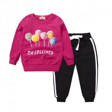 2021 spring sports neutral children set cartoon cotton trousers long-sleeved two-piece childrens clothing