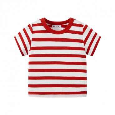 2021 summer childrens clothing new childrens short-sleeved T-shirt striped boys top summer manufacturers wholesale