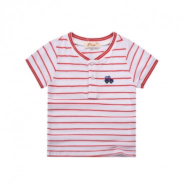 Childrens clothing wholesale factory direct boy short-sleeved T-shirt baby summer 2021 striped girl childrens tie