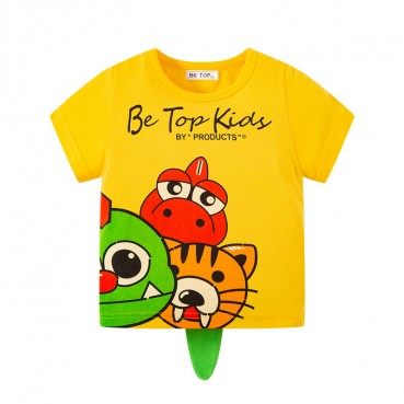 Childrens clothing manufacturers directly 2021 new children cartoon stereo dinosaur short-sleeved boy baby T-shirt