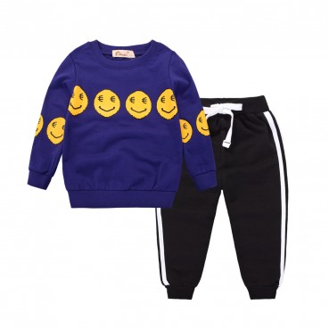 2021 spring sports neutral children set cartoon cotton trousers long-sleeved two-piece childrens clothing