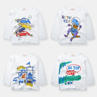 Childrens clothing factory direct 2021 new autumn children long sleeve T-shirt cotton white cartoon bottoming shirt