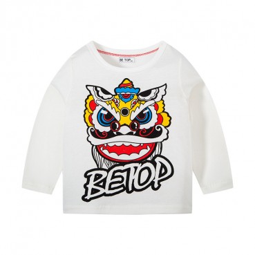 Childrens clothing Chinese-style childrens spring and autumn, long-sleeved T-shirt boys, bottom shirt, cotton, lion