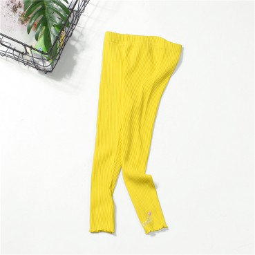 Spring childrens childrens trousers princess solid color cotton trousers medium waist casual trousers childrens