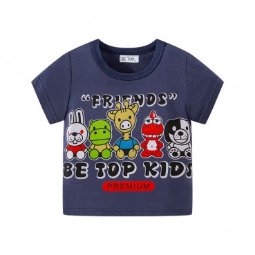 2021 childrens wear summer children short-sleeved T-shirt cotton boys cartoon before and after printing baby baby