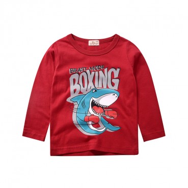 2021 childrens pullover bottoming shirt spring and autumn new cartoon boys long-sleeved T-shirt childrens clothing