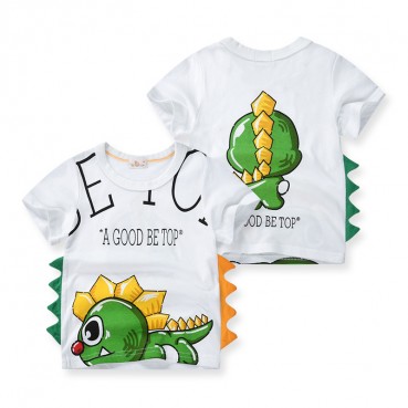 Factory direct childrens clothing 2021 new stereo dinosaur tops children short-sleeved T-shirt boys