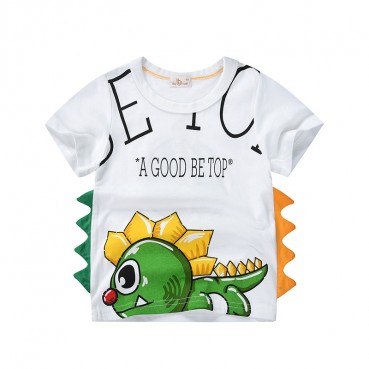 Factory direct childrens clothing 2021 new stereo dinosaur tops children short-sleeved T-shirt boys