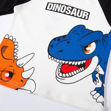 Childrens clothing autumn children cotton bottoming shirt boys dinosaur long sleeve T-shirt round collar shoulder