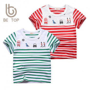 2021 childrens wear wholesale summer T-shirt childrens baby half-sleeved Korean version of the new cotton striped