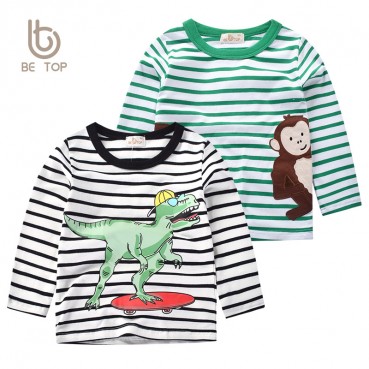 Boys striped long-sleeved T-shirt spring childrens bottoming shirt baby Korean top shirt