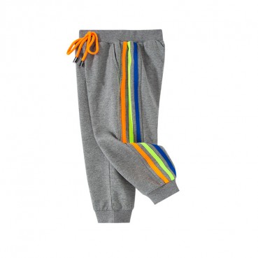 2021 new childrens pants spring autumn Korean version of the boys and girls childrens sports pants knit three bar