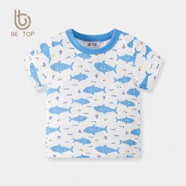 2021 summer childrens clothing new childrens short-sleeved T-shirt full print boys cartoon top baby clothes