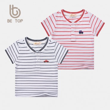 Childrens clothing wholesale factory direct boy short-sleeved T-shirt baby summer 2021 striped girl childrens tie