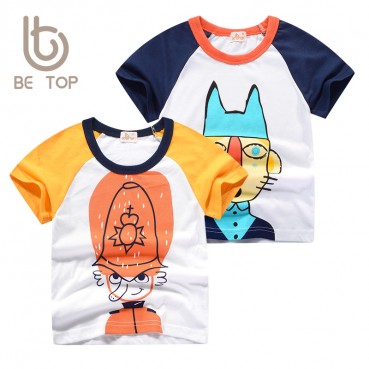 2021 new summer childrens clothing Korean version of boys short-sleeved T-shirt cartoon children girls toddler top